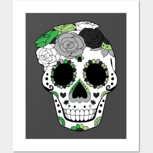 Aromantic Pride Sugarskull Dia De Los Muertos Posters and Art